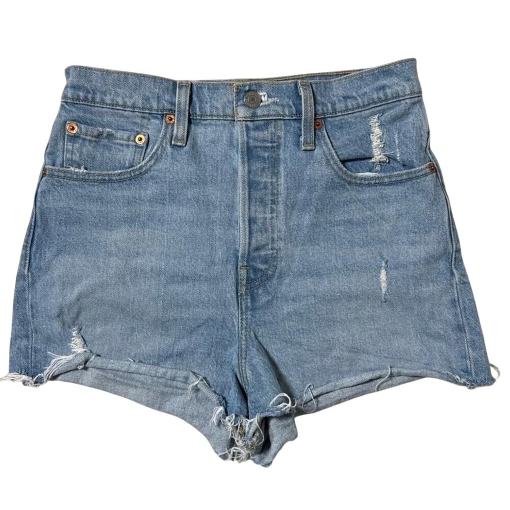 Levis 501 Original High Rise Cutoff Denim Jean Shorts Light Wash Size 28
